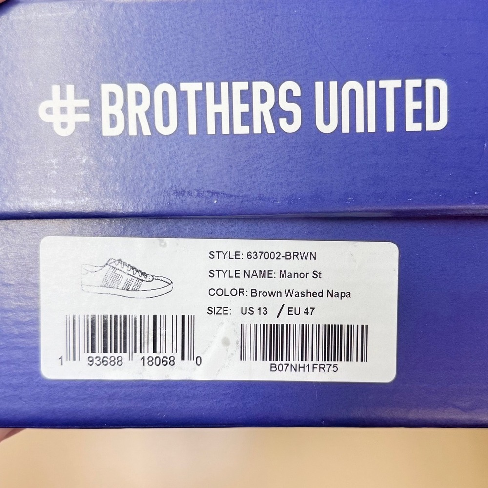 Brothers United Manor St Brown Napa Leather Sneakers Mens 13 Lace-Up Shoes - Picture 3 of 13